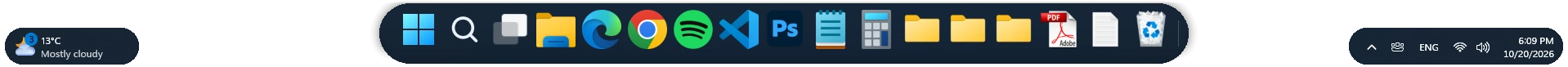Windows' own Widgets and notification area remain part of your desktop.