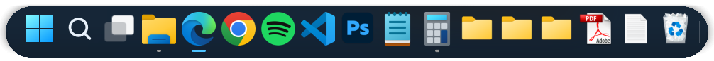 The Dockvia Dock with pinned and running apps