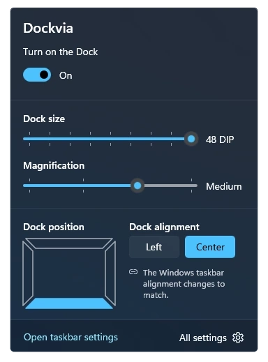 Quick settings
